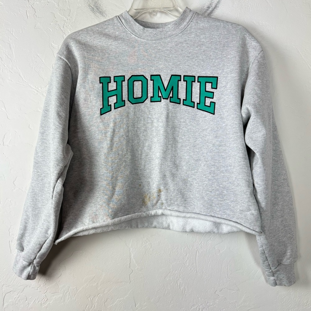 Revolve Grlfrnd Sweater Pullover Sweatshirt Knit Top Crew Neck Homie Ash‎ Gray